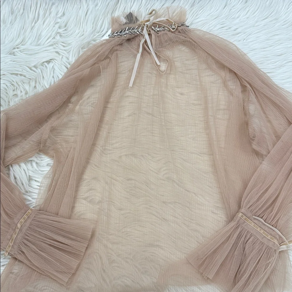 Gracia Beige Sheer Long Sleeve Top - Picture 6 of 6